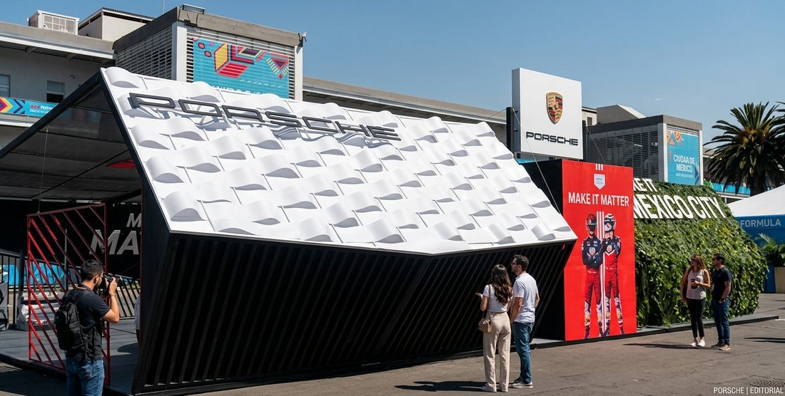 Stand de Porsche en Formula E CDMX